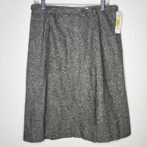 Pendleton A-Line Skirt Womens 12 Virgin Wool Silk Lined Gray Tweed Belt USA NWT